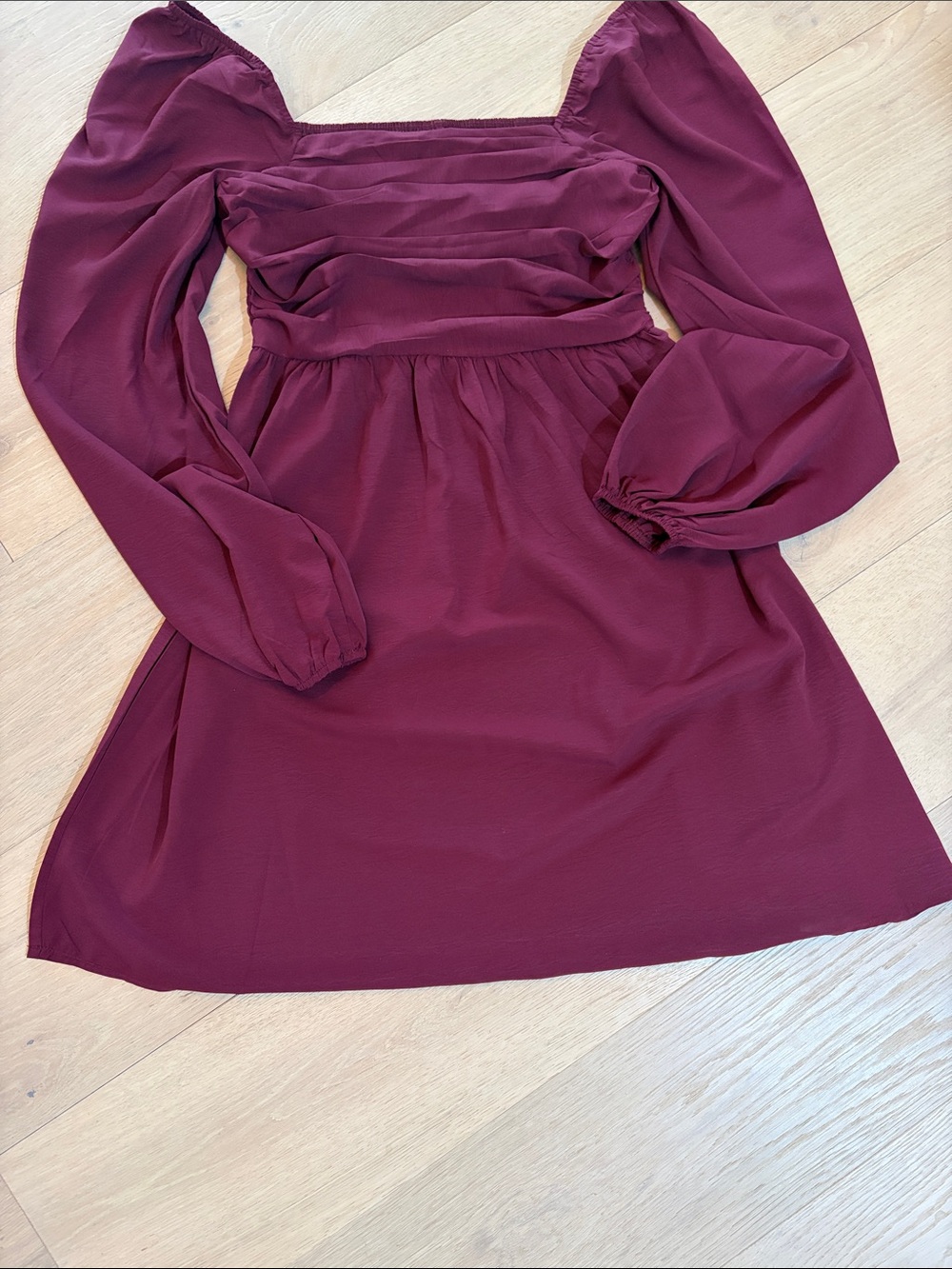 SHEIN Plum Long-Sleeve Square-Neck Mini Dress